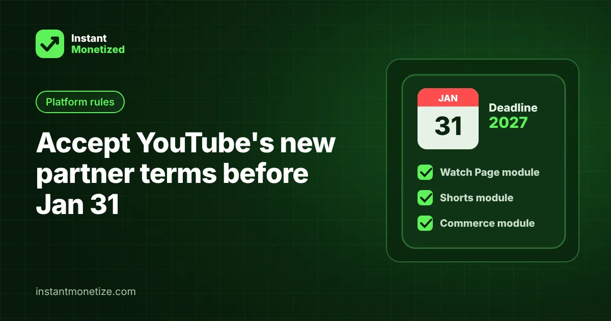 How to Accept YouTube's New Partner Program Terms Before January 31, 2027
