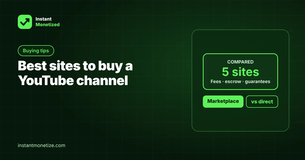 Best Sites to Buy a YouTube Channel in 2026 (Fees, Escrow, Guarantees)