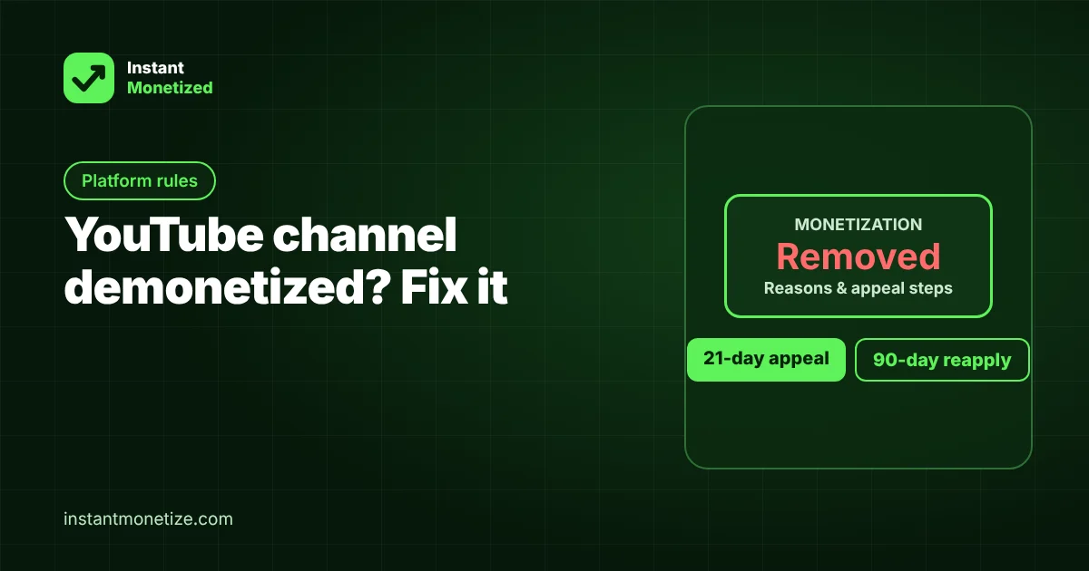 YouTube Channel Demonetized? Why It Happens and How to Fix It (2026)
