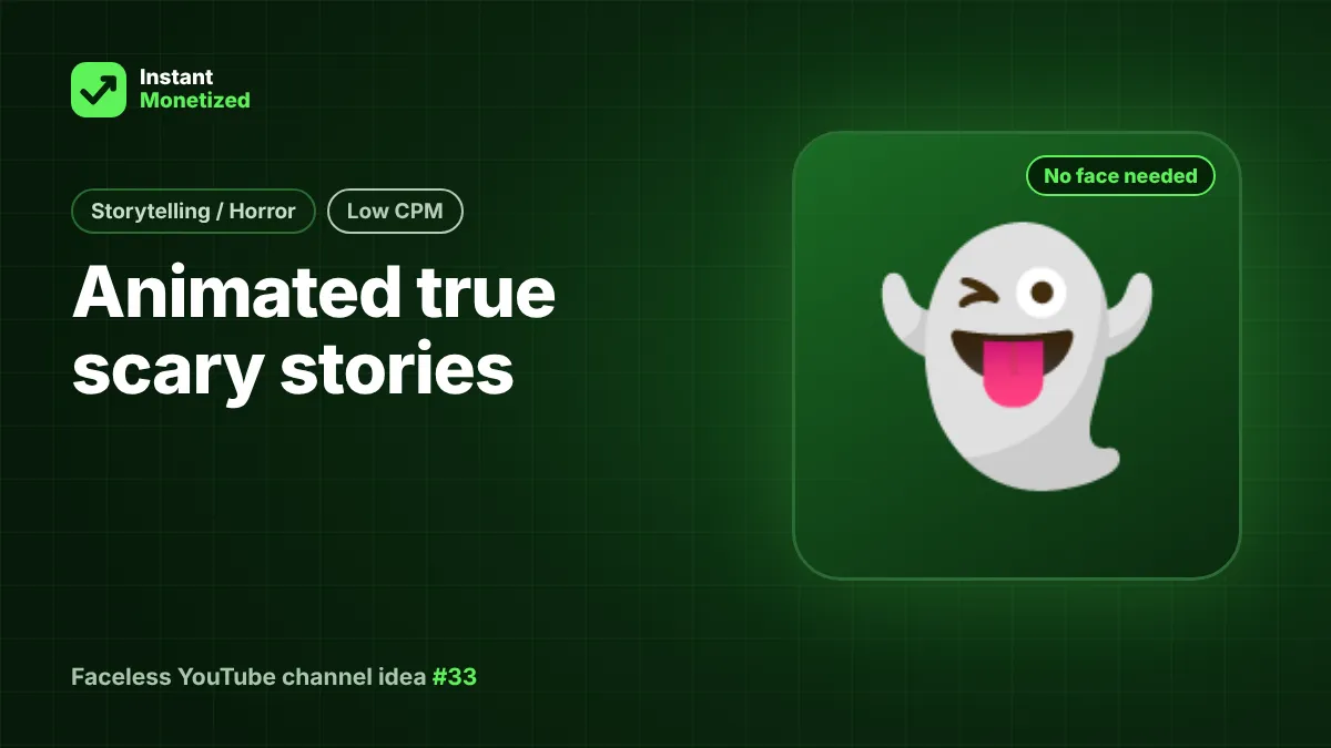 Faceless YouTube channel idea: Animated true scary stories (Storytelling / Horror, Low CPM)
