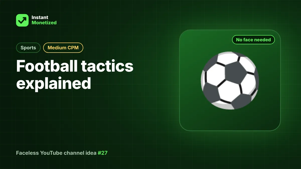 Faceless YouTube channel idea: Football tactics explained (Sports, Medium CPM)
