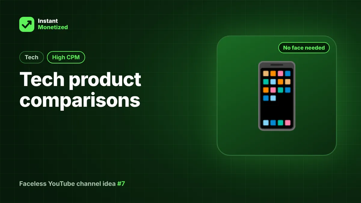 Faceless YouTube channel idea: Tech product comparisons (Tech, High CPM)