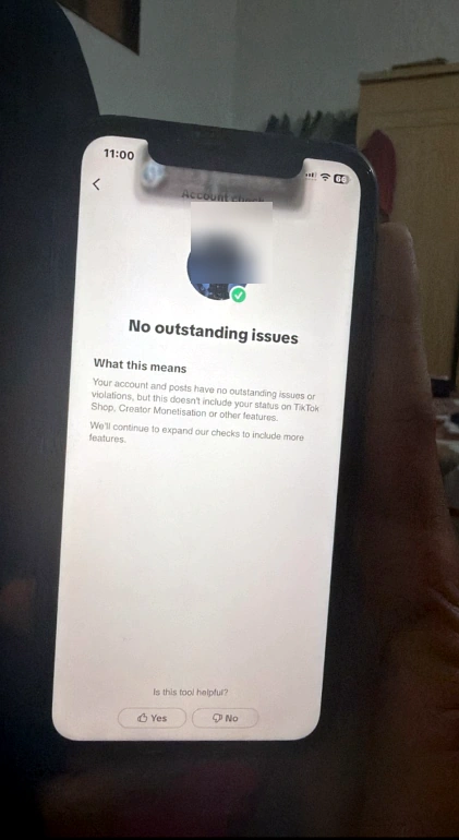 No outstanding issues. TikTok account check